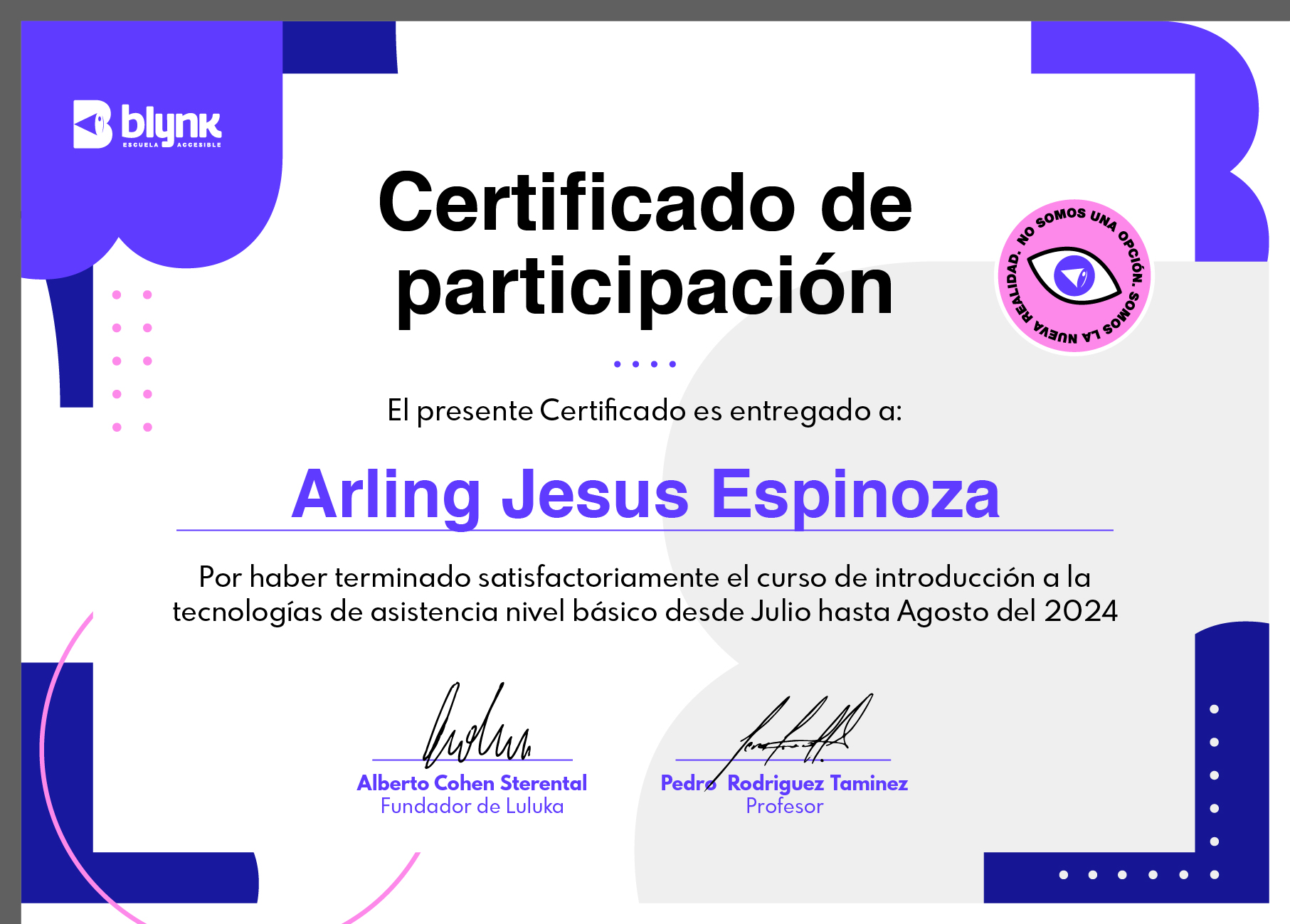 certificado nivel básico Arling Espinoza