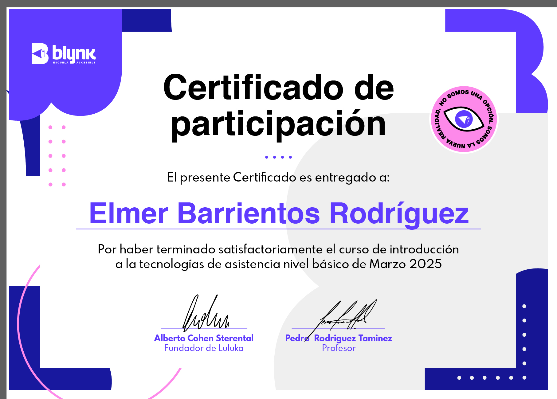Certificado Nivel básico Elmer Barrientos Rodriguez