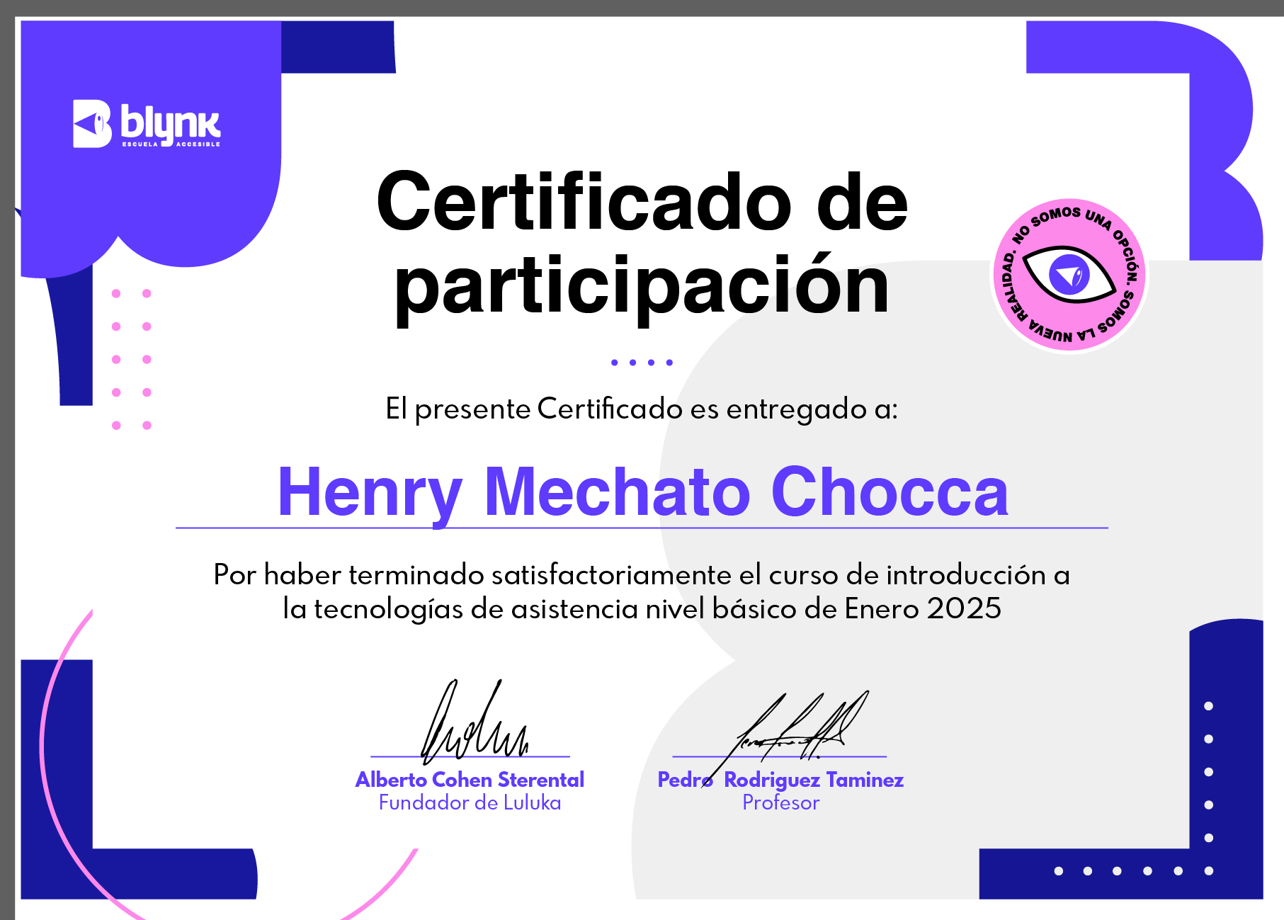 Certificado Nivel básico Henry Mechato Chocca