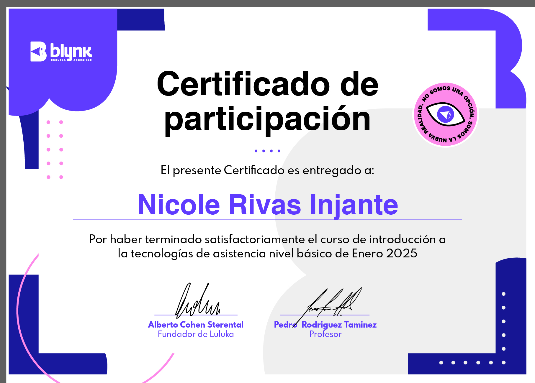 Certificado nivel básico Nicole Rivas