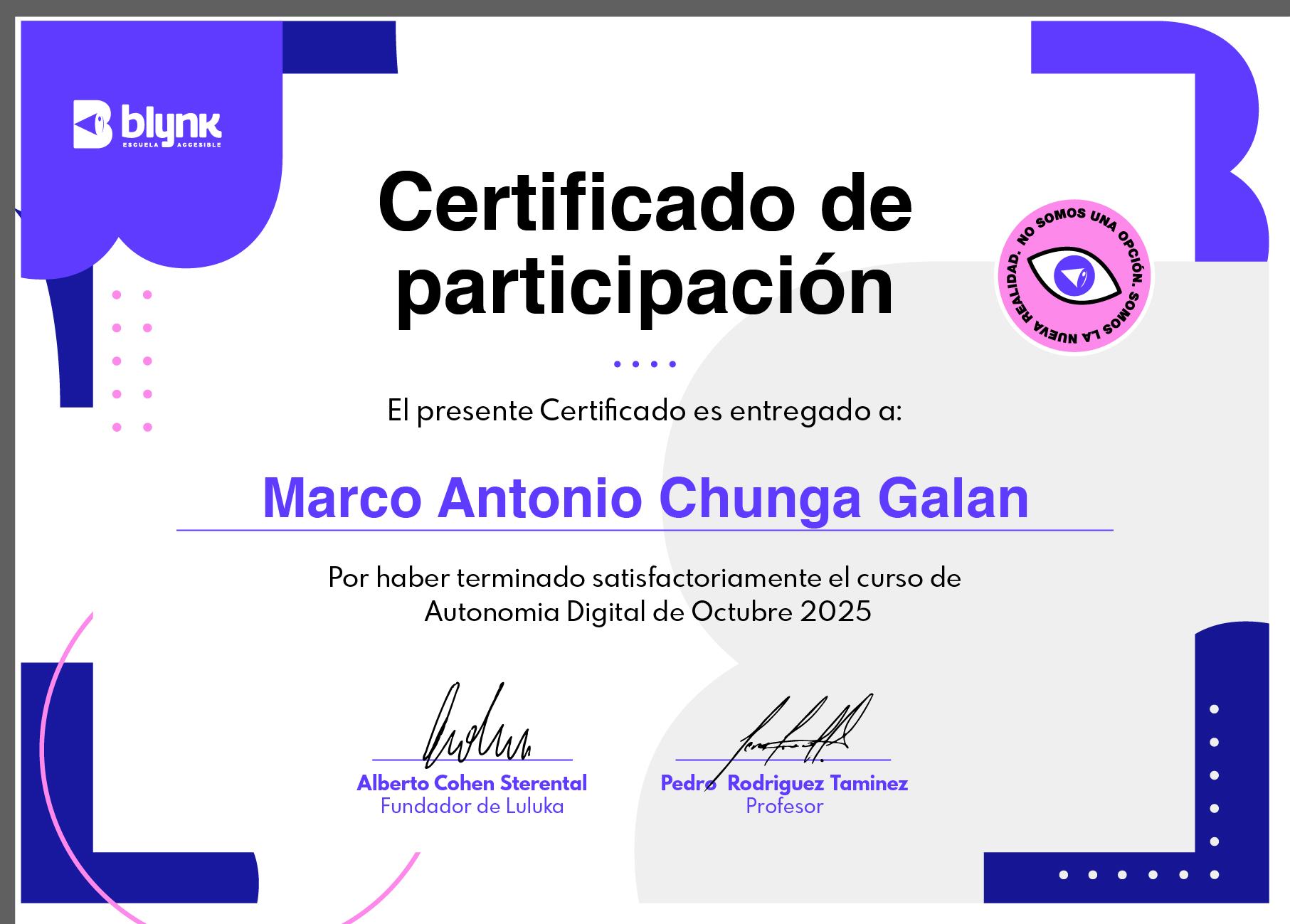 Certificado Autonomía Digital Marco Chunga
