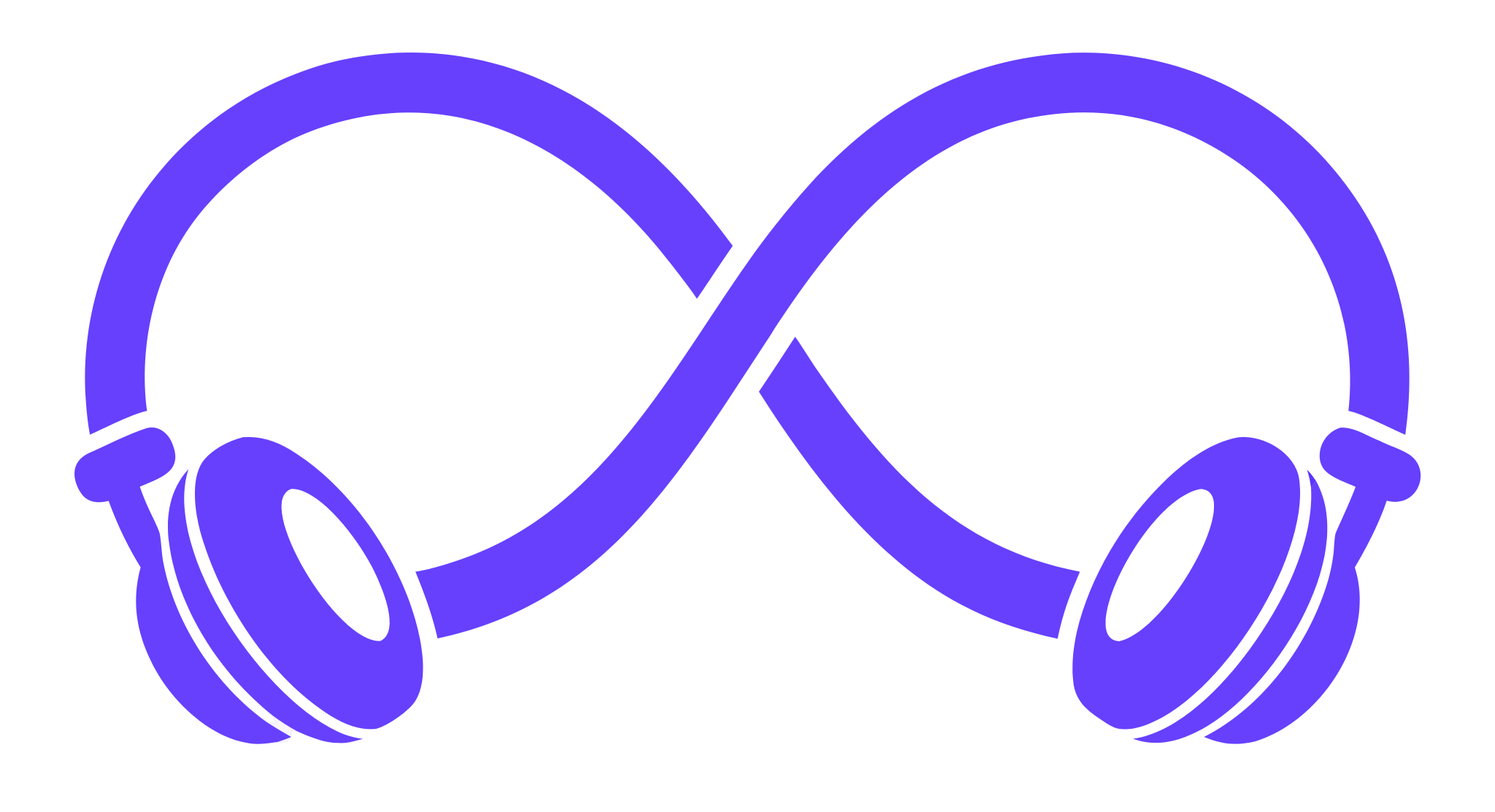 unos audífonos morados unidos por una banda que forma el símbolo de infinito